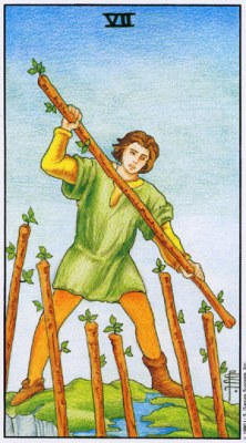 Tarot card SEVEN OF WANDS