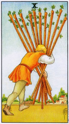 Tarot card TEN OF WANDS