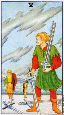 Tarot card FIVE OF SWORDS