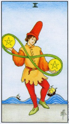 Tarot card TWO OF PENTACLES