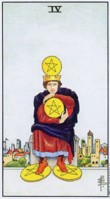 Tarot card FOUR OF PENTACLES