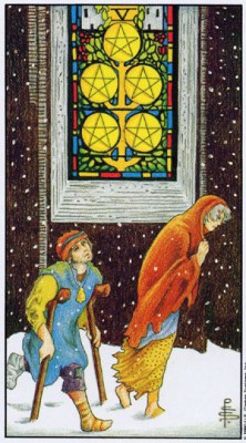 Tarot card FIVE OF PENTACLES 