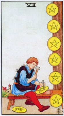 Tarot card EIGHT OF PENTACLES